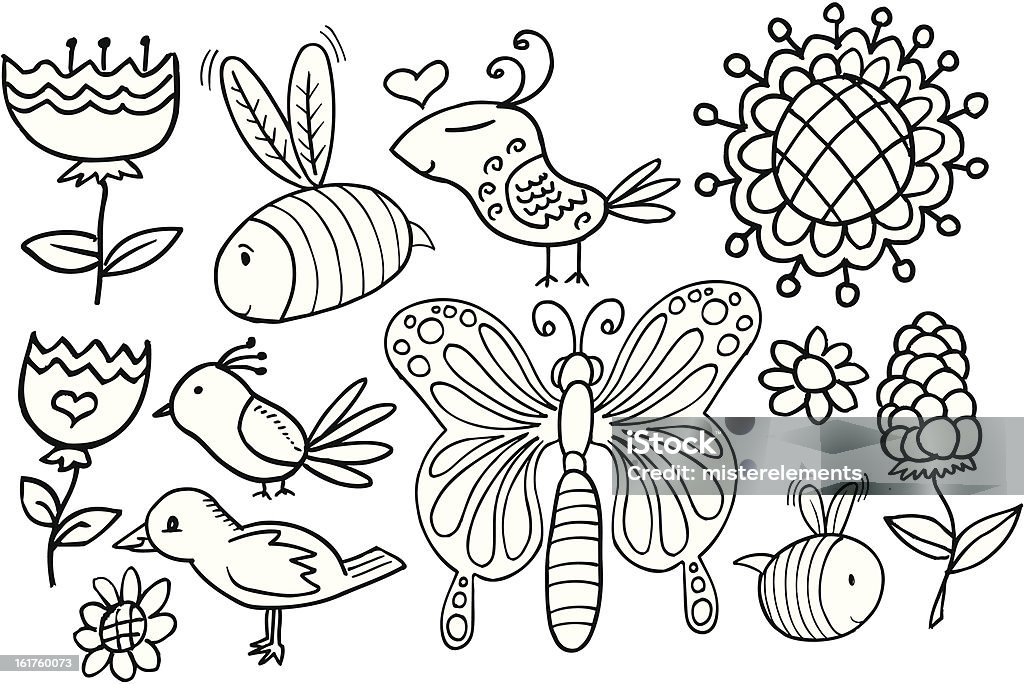 Spring Time Doodle Doodle Springtime Set Stock Illustration - Download Image Now - Bird ...