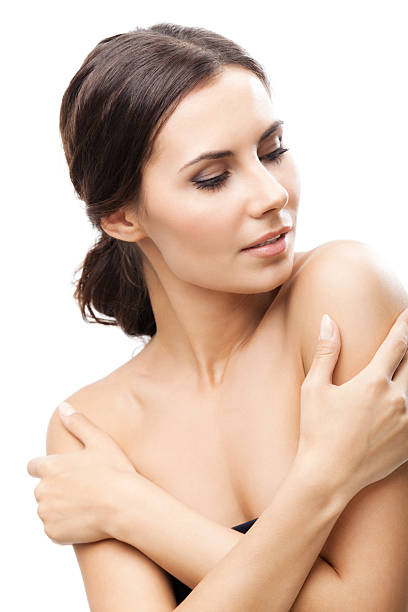 istock Woman touching skin or applying cream, isolated 161760306