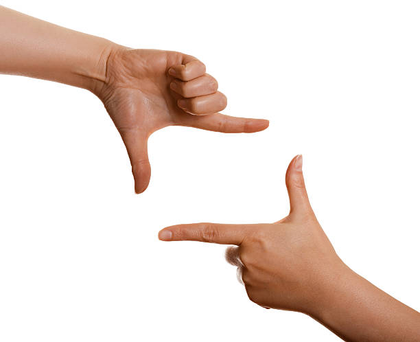 frame of the fingers on a white background stock photo