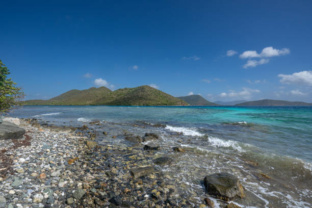 Leinster Bay at Annaberg Point on the Tropical Caribbean Island of St. John in the US Virgin Islands stock photo