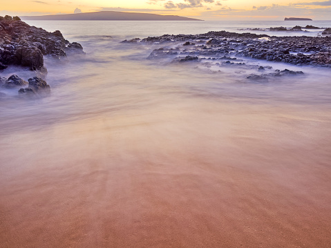 Makena Cove on Maui at  sunset in Hawaii