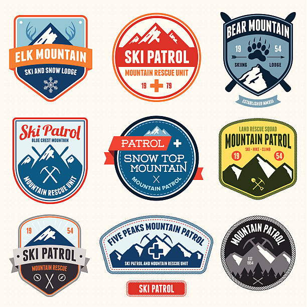 Ski badges vector art illustration