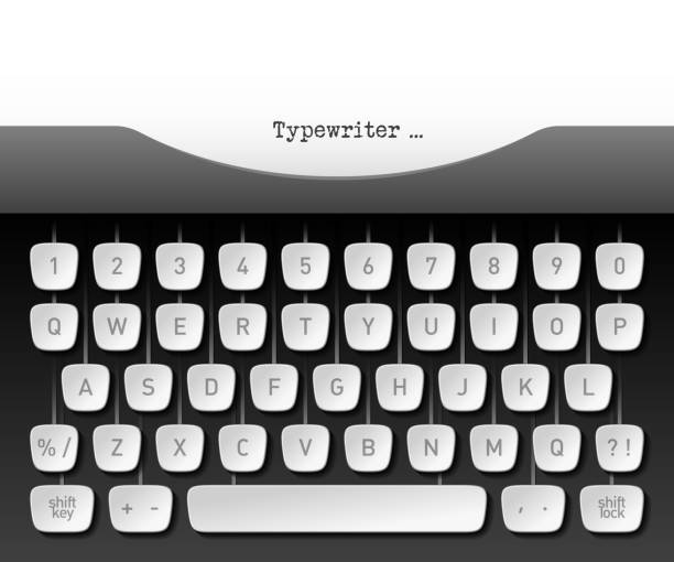 illustrazioni stock, clip art, cartoni animati e icone di tendenza di macchina da scrivere - tastiera di macchina da scrivere