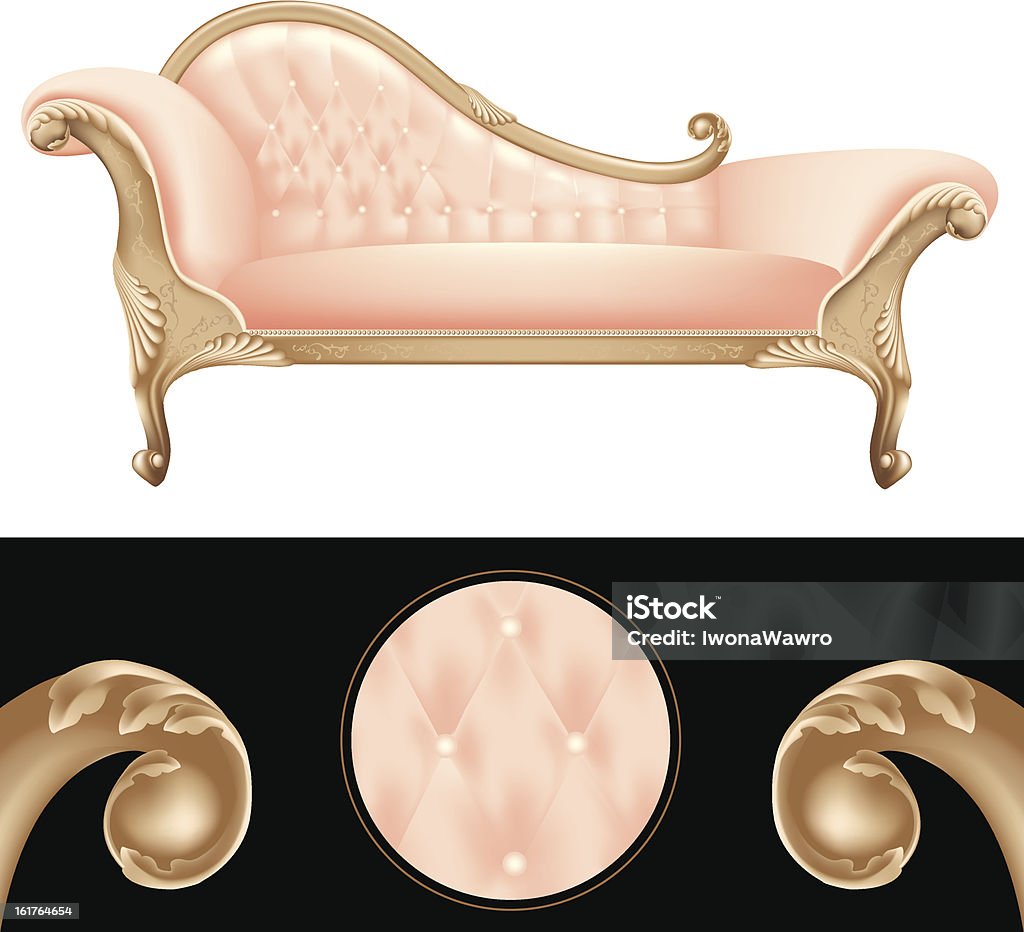 Leer Rosa und golden vintage sofa - Lizenzfrei Altertümlich Vektorgrafik