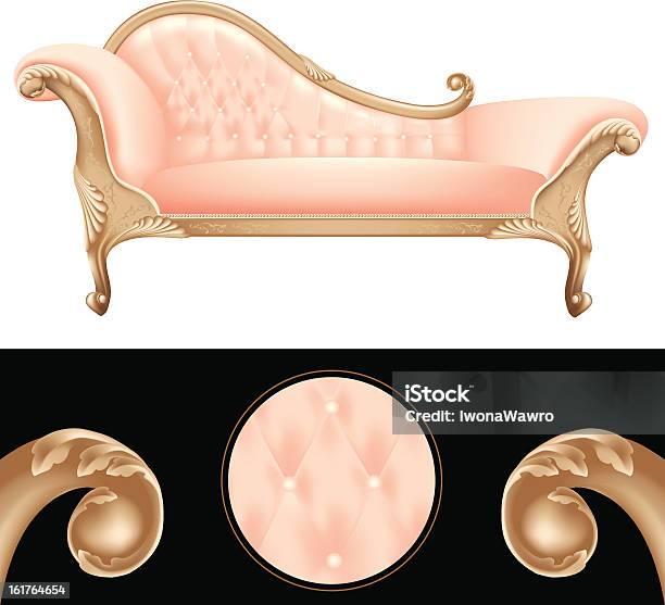Leer Rosa Und Golden Vintage Sofa Stock Vektor Art und mehr Bilder von Altertümlich - Altertümlich, Antiquität, Barock
