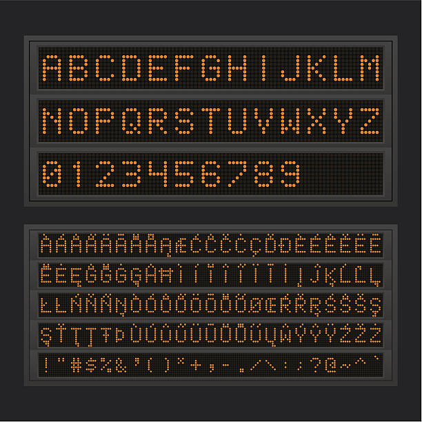 led board with orange lights showing different characters - 液晶體顯示器 幅插畫檔、美工圖案、卡通及圖標