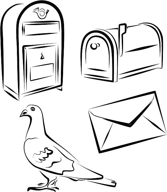Postal service icons set vector art illustration