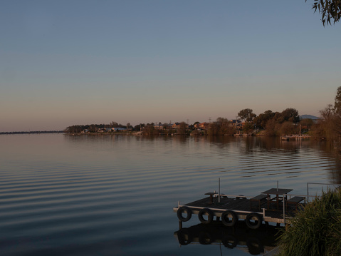 A little pontoon at Lake Mulwala Yarrawonga at sunset