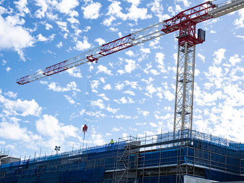 Crane and construction building