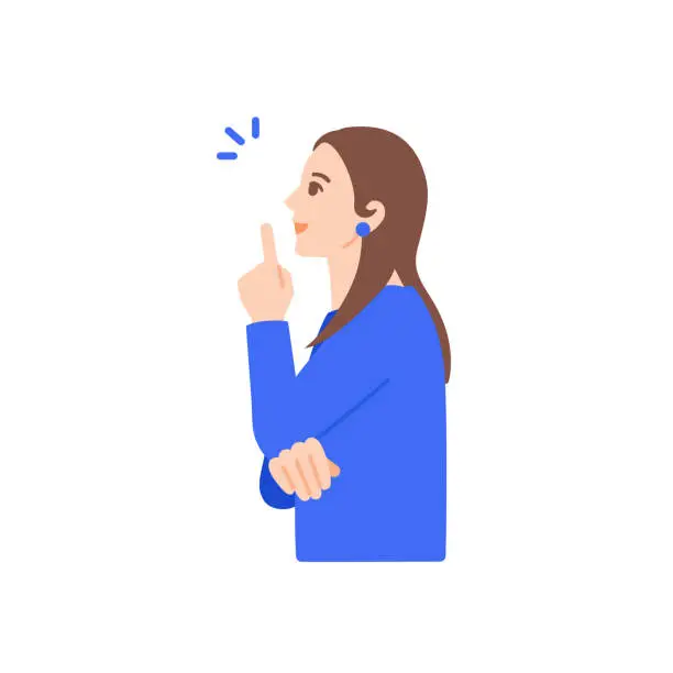 Vector illustration of A profile of a woman who has discovered something. Clip art of career woman.