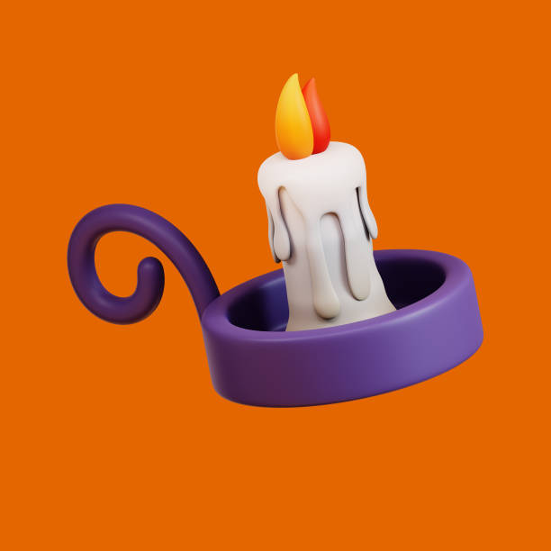 istock Candles halloween on orange background 1617859157