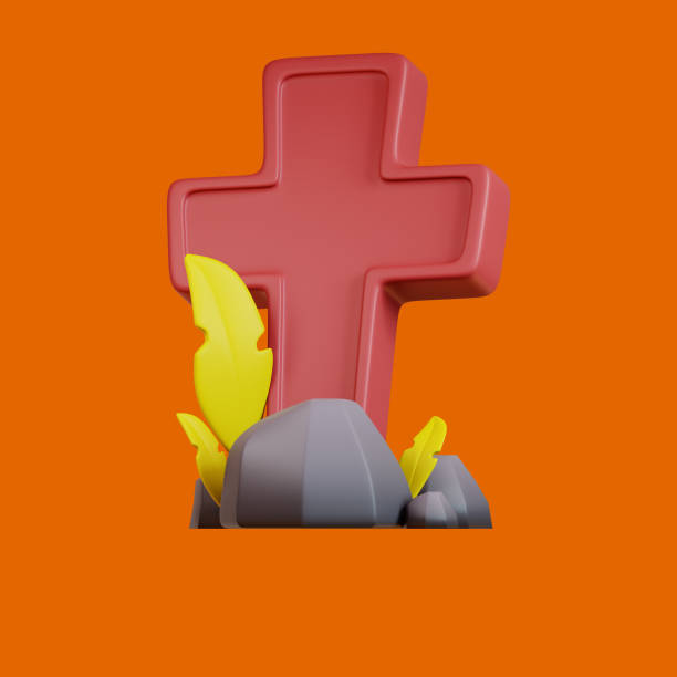 istock Tombstone spooky halloween on orange background 1617860742
