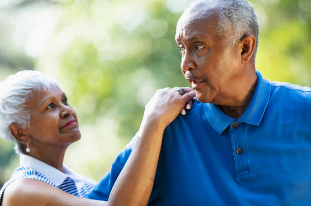 istock Senior African-American man, wife showing support 1617864421