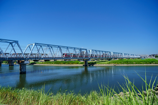 Railway bridge over the Tama River.
