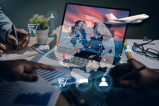 istock Logistics and transportation digital internet network (iot) Smart logistics Warehouse management innovative software Logistic import export and industry 1617910866