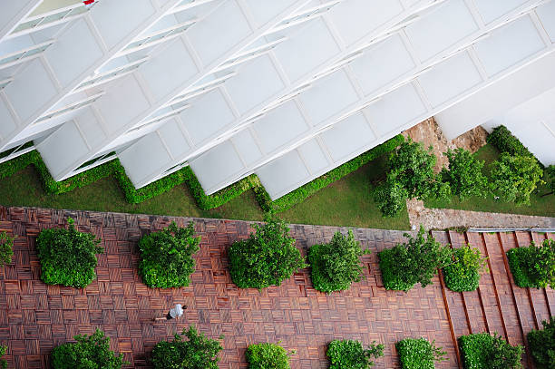istock Hotel and park seen from above 161794071
