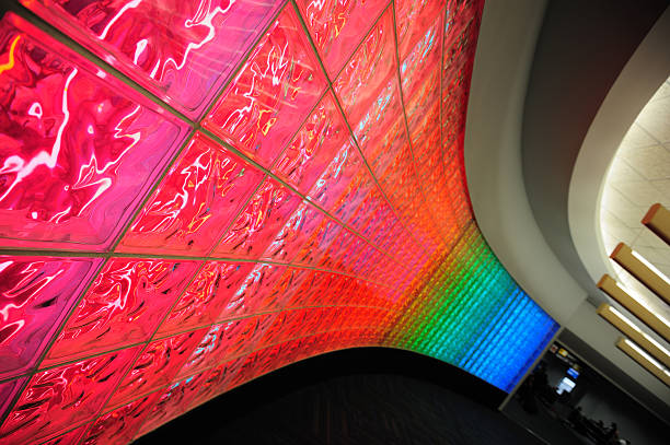 istock Illuminated glass wall of modern airport terminal 161794152