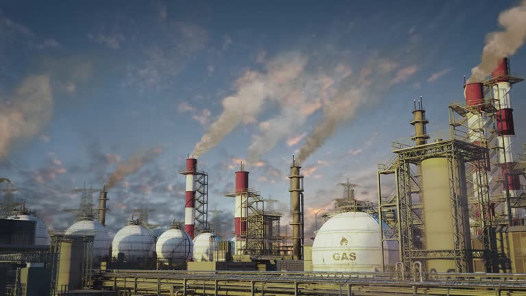 gas power station with storage tank industrial hub, fictional - loop video