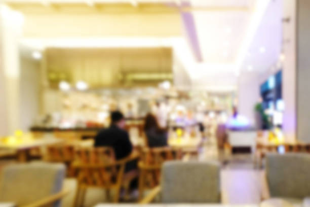 istock Blurred image of a luxury restaurant in a hotel. Special dinner. 1617985705