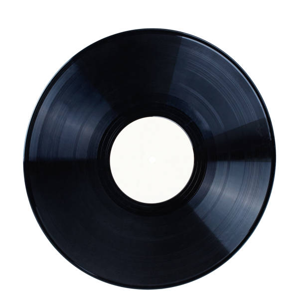 istock old black record with paper sticker, mock-up, vinyl, isolated 1617992670