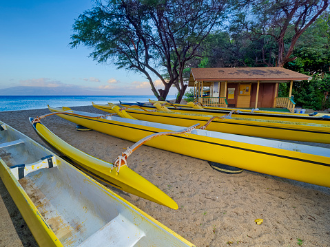 Outrigger canoes on Maui