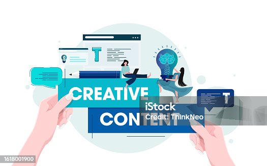 istock Creative writing and Storytelling, Brief document paper, Good Quality content optimization, Copywriter with digital media 1618001900