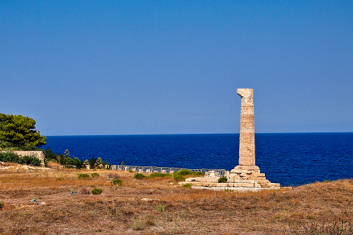 Capo Colonna, column of the Temple of Hera Lacinia, Crotone, Calabria, Italy in Europe