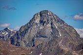 Rocky mountain peak Piz Linard - 3410 m - in the massif of the Silvretta Alps above the road pass Fluela, Switzerland