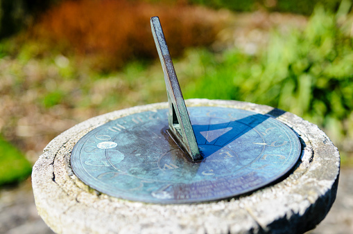 Sundial in a Country Park formal garden