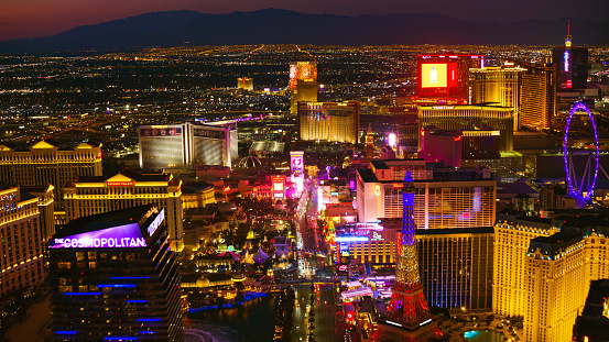 Las Vegas strip Aerial view cityscape in Nevada USA