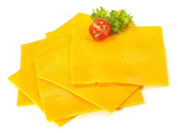 istock Classic English Cheese Slices on white Background - Isolated 1618093029