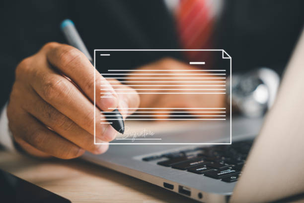 istock Efficient document management Businessman uses pen to sign electronic documents on virtual screen 1618103280