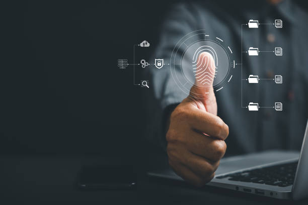istock Securing personal and financial data with a futuristic fingerprint scanner 1618103290