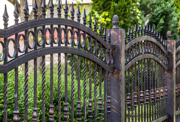 Wrought Iron Fence. Metal fence wrought iron stock pictures, royalty-free photos & images