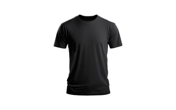 istock 3D rendering of a black t-shirt isolated on a white background. 1618123205