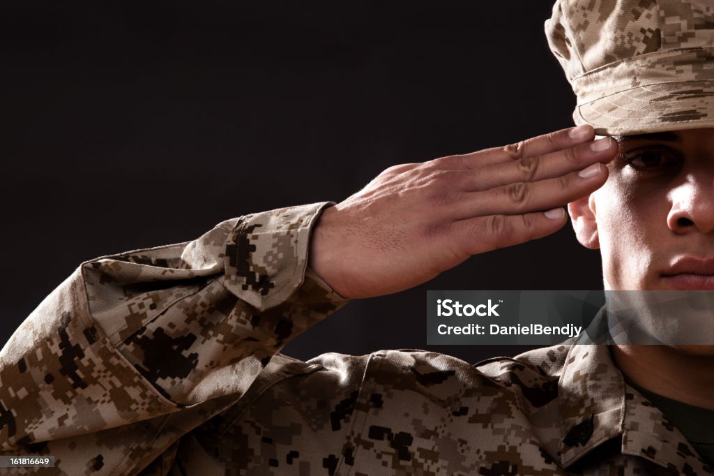 US Marine Corps Solider Portrait Portrait of a US Marines.  The model is wearing an official US Marine Corps Marpat BDU uniform. -Click on the banners to browse portfolio by collections- US Marine Corps Stock Photo