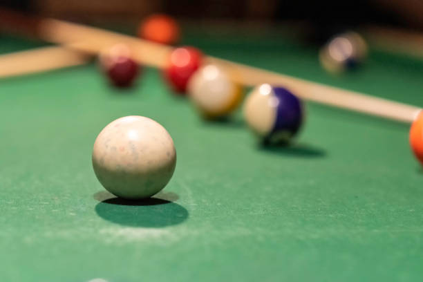 istock billiard table in an old castle with billiard balls 1618180374