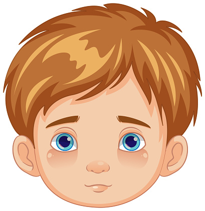 Illustration of a young boy with a neutral facial expression in a vector cartoon style