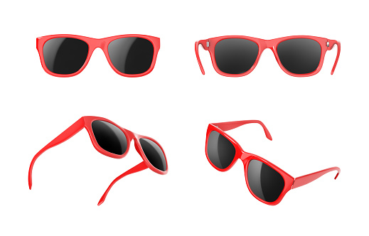 Set of red sunglasses on a white background. Vector illustration