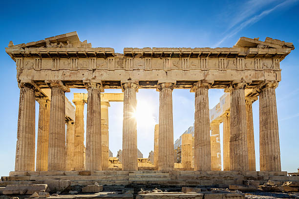 tempio del partenone e l'acropoli, atene, grecia - greece acropolis parthenon athens greece foto e immagini stock