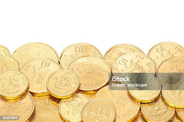 Chocolate Money Coins Gold Border Stock Photo - Download Image Now - Architectural Column, Border - Frame, British Coin