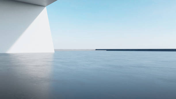 istock 3d render of abstract modern architecture with empty concrete floor, car presentation background. 1618226853