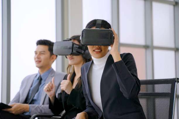 istock Employee are meeting and use virtual reality for planning. 1618239215