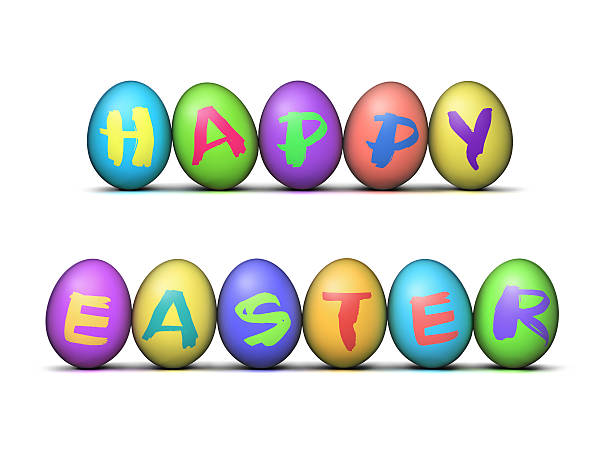 happy easter eggs stock photo