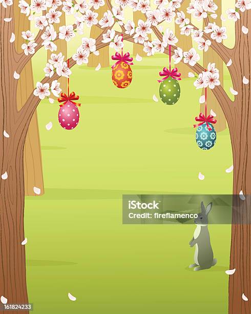 Forêt De Pâques Vecteurs libres de droits et plus d'images vectorielles de Fleur de cerisier - Fleur de cerisier, Oeuf de Pâques, Arbre