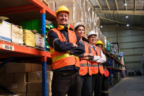 istock Industrial worker working at warehouse factory. 1618248501