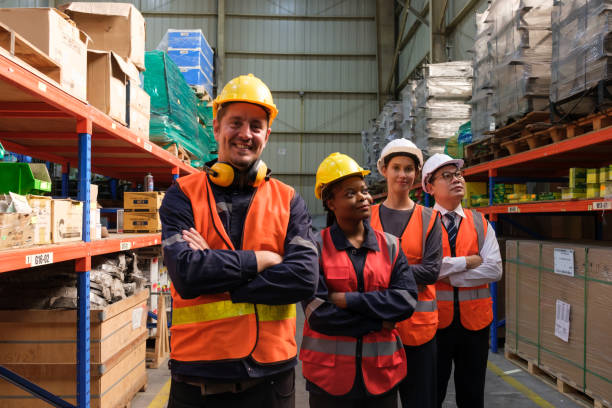 istock Industrial worker working at warehouse factory. 1618249544