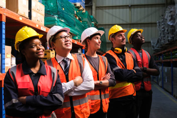 istock Industrial worker working at warehouse factory. 1618250096