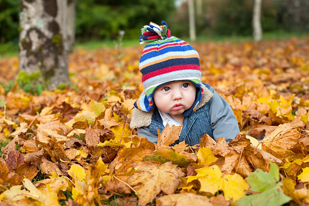 istock baby boy in autumn leaves 161825089