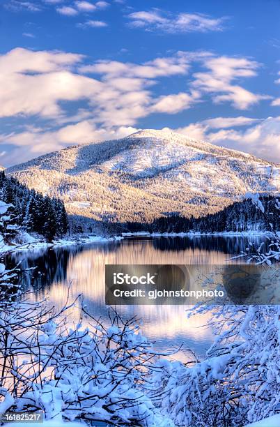 Snowy Mountain And River Stock Photo - Download Image Now - Winter, Beauty In Nature, Cloud - Sky